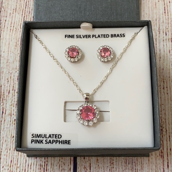Jewelry - Simulated Pink Sapphire Necklace and Earrings